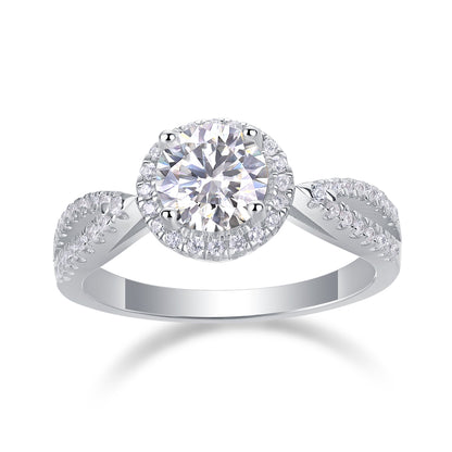 Tresor Diamond Radiance Ring featuring a sparkling center stone and intricate band design, set against a soft background.