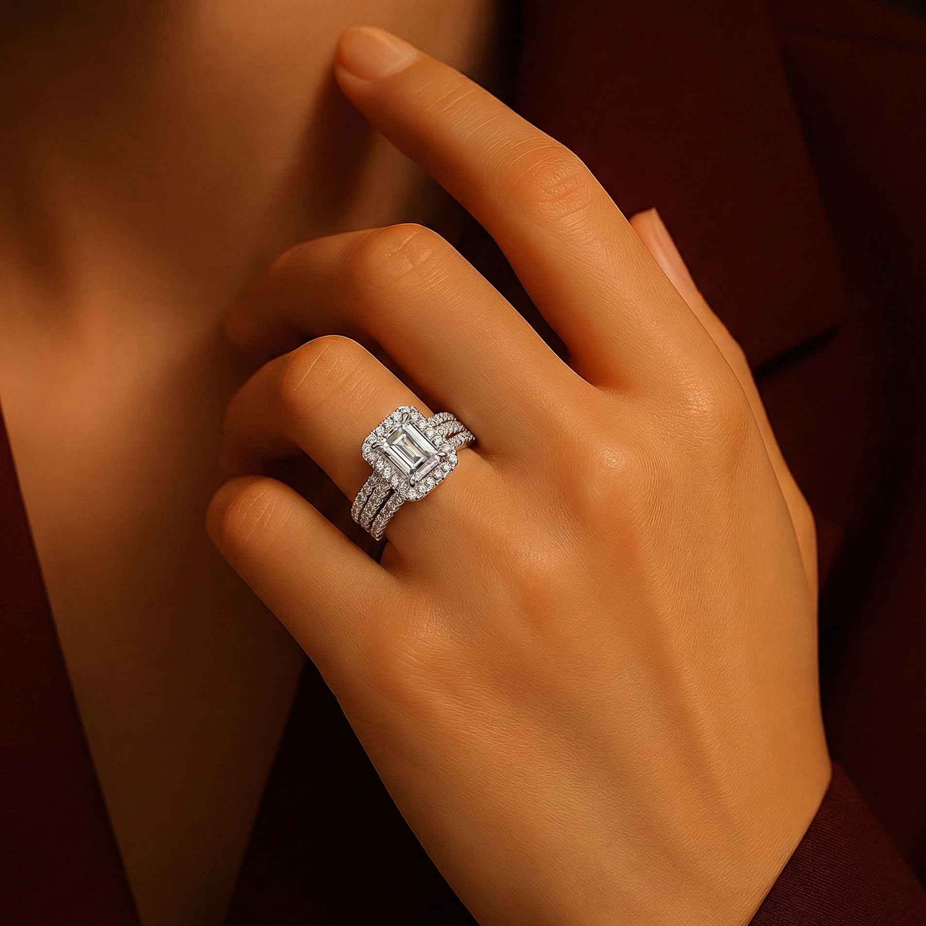 Regalia Baguette Set moissanite engagement ring by Trésor Diamond