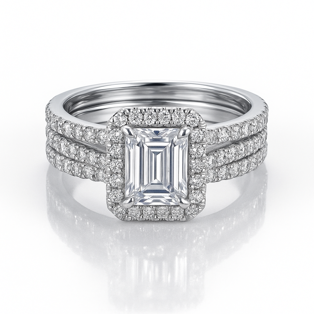 Regalia Baguette Set moissanite engagement ring by Trésor Diamond