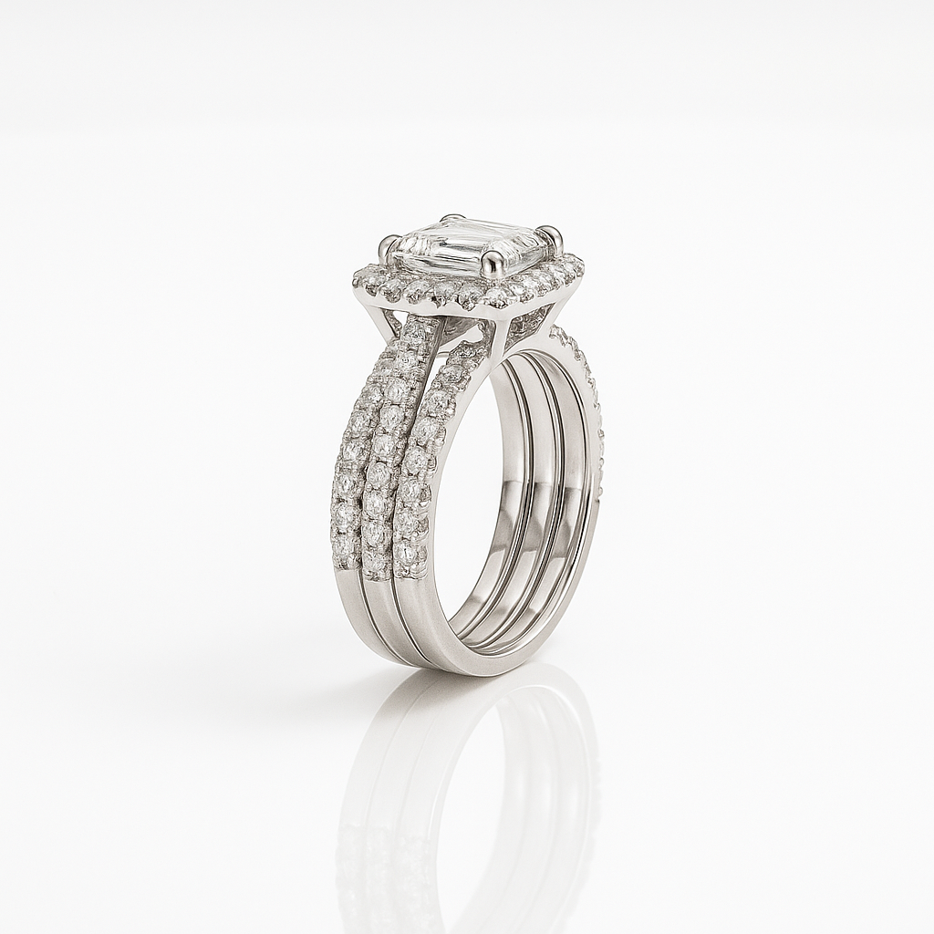 Regalia Baguette Set moissanite engagement ring by Trésor Diamond