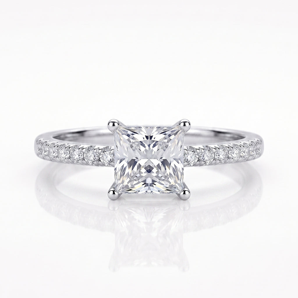 Close-up of Tresor Diamond's Arlette Ring featuring a delicate band with sparkling gemstone accents.