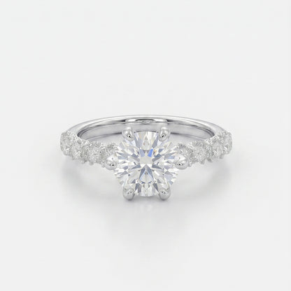 Close-up of Tresor Diamond Evelyne Ring featuring a sleek design with sparkling diamonds on a silver band.