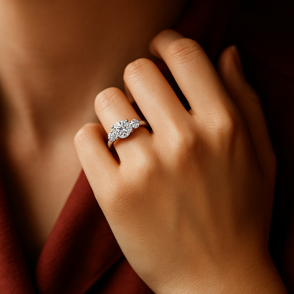 The Liora Trio Ring moissanite engagement ring by Trésor Diamond