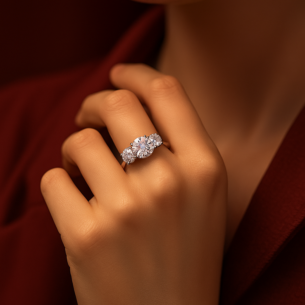 The Trinity Ring moissanite engagement ring by Trésor Diamond