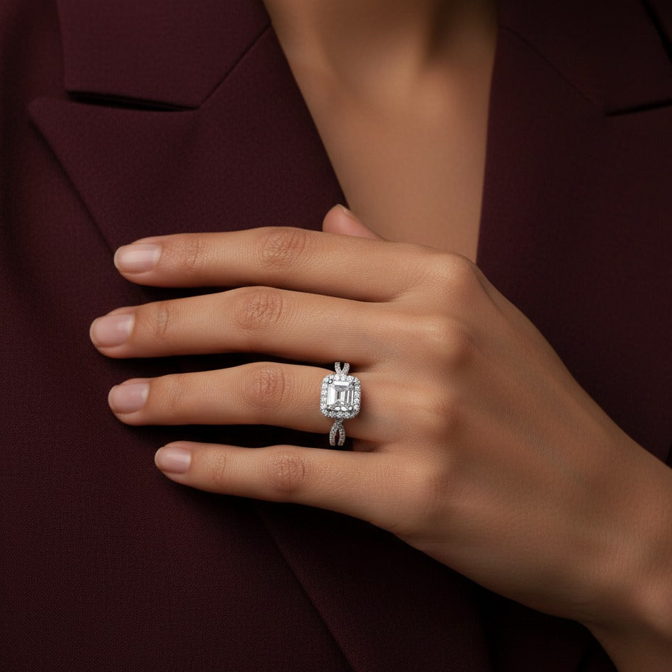 The Adrienne Ring moissanite engagement ring by Trésor Diamond