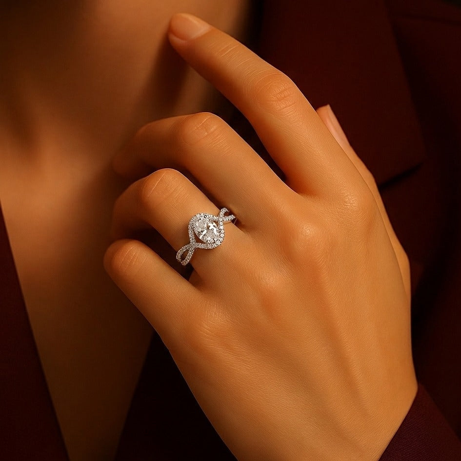 The Infinity Grace Ring moissanite engagement ring by Trésor Diamond