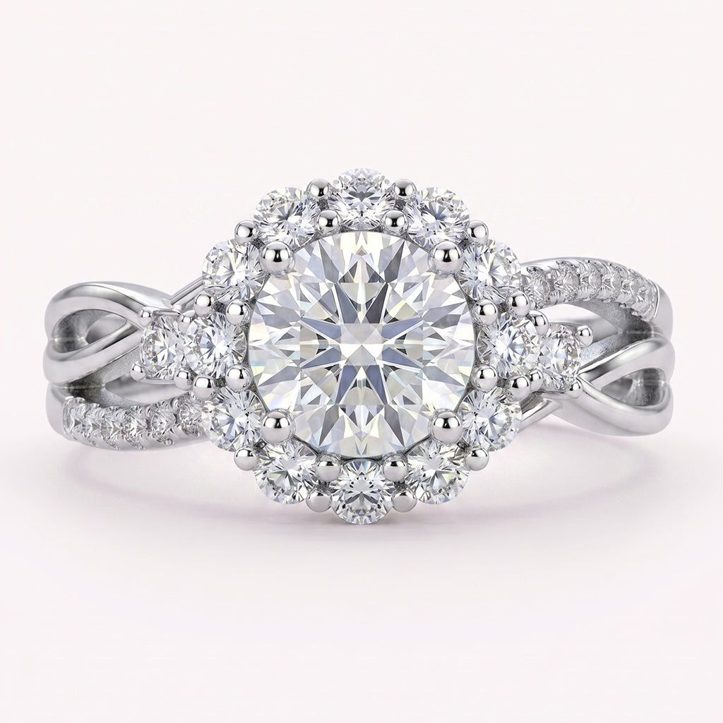 Elegant Tresor Diamond Kate Ring featuring a sleek band and sparkling central gemstone on a white background.